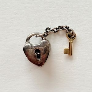 Pandora heart lock and key silver charm